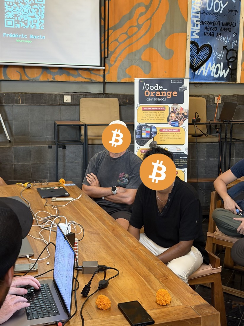 Code Orange workshop in progress at Bitcoin House Bali