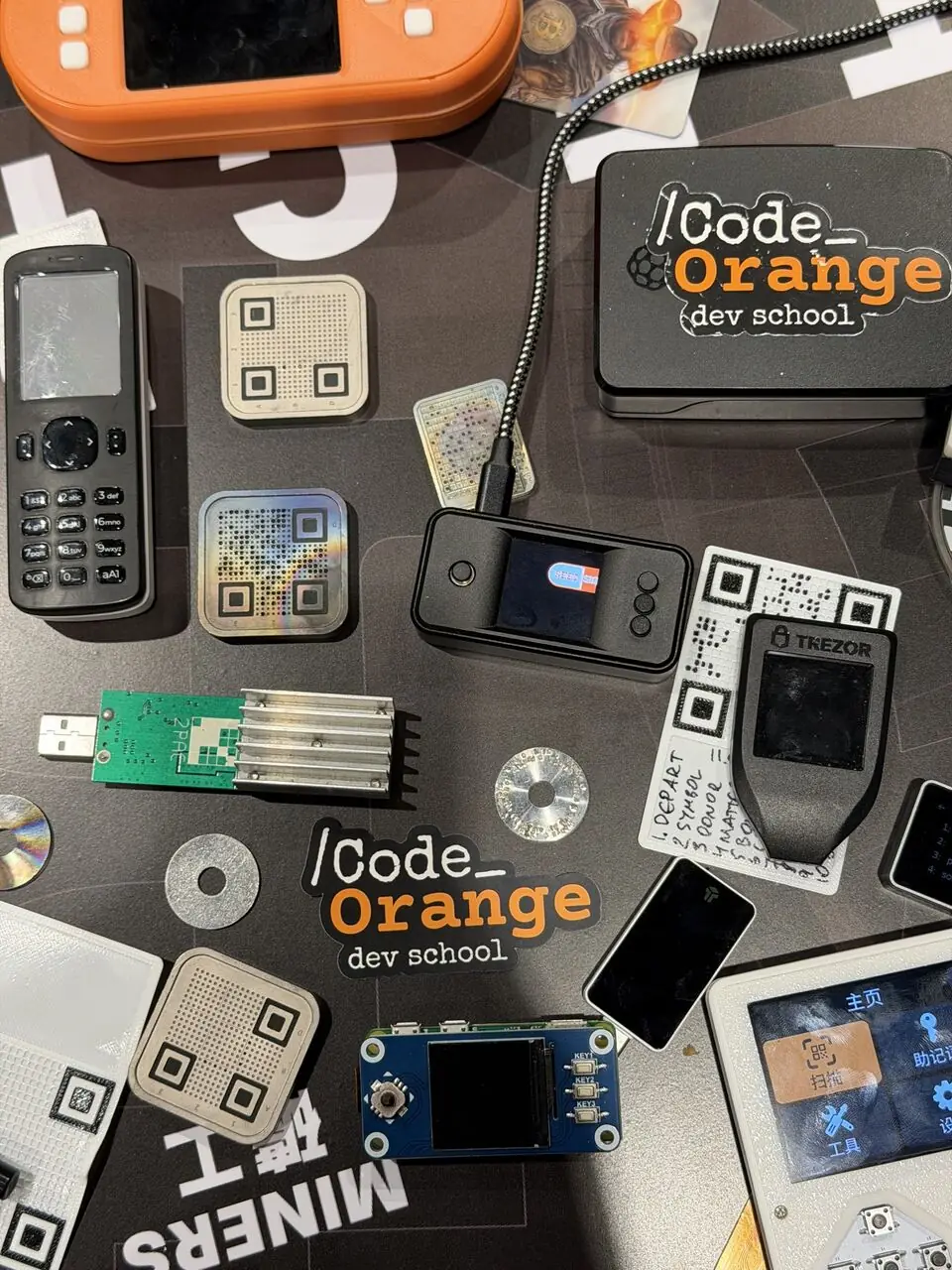 Bitcoin signing devices, seed QR plates and a Code Orange node