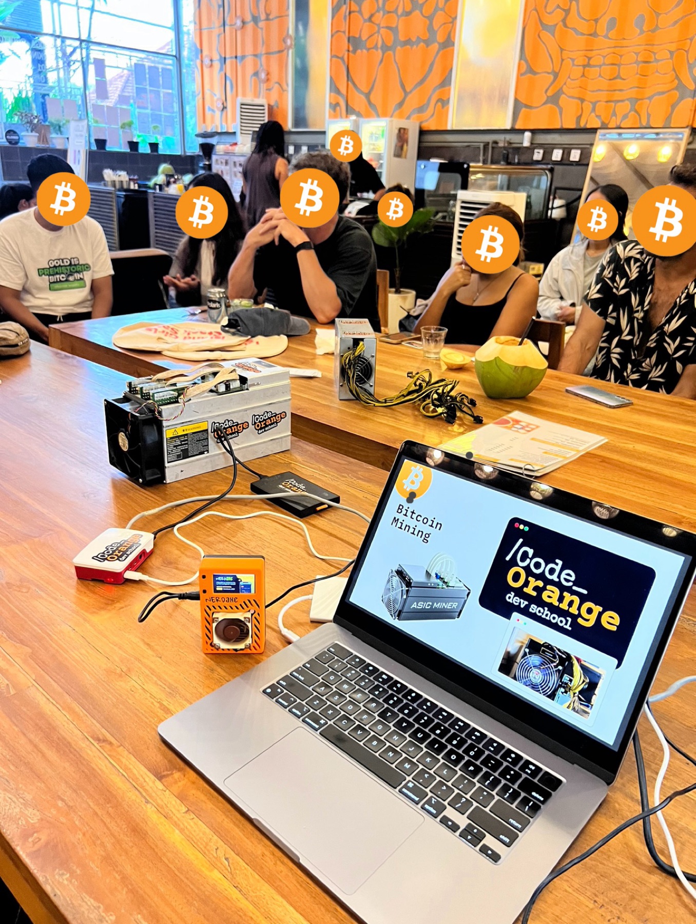 Bitcoin mining lesson with hardware at Code Orange